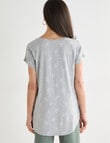 Ella J Palm Boxy Tee, Grey Marle product photo View 02 S