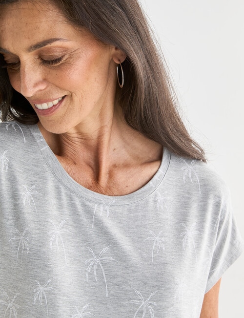Ella J Palm Boxy Tee, Grey Marle product photo View 04 L