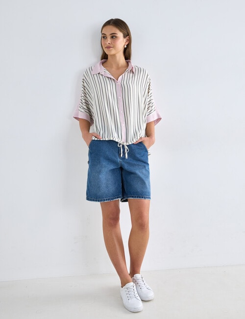 Zest Stripe Dolman Shirt, White product photo View 03 L