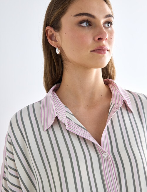 Zest Stripe Dolman Shirt, White product photo View 04 L