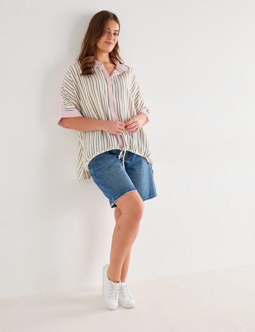 Zest Stripe Dolman Shirt, White product photo View 13 L