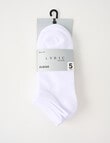 Lyric Cotton Anklet Socks, 5-Pack, White product photo
