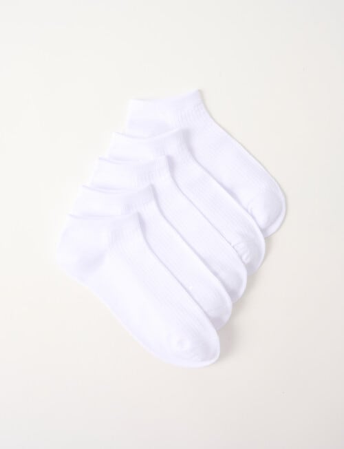 Lyric Cotton Anklet Socks, 5-Pack, White product photo View 02 L
