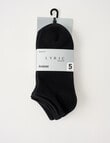 Lyric Cotton Anklet Socks, 5-Pack, Black product photo
