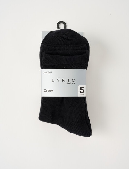 Lyric Cotton Crew Socks, 5-Pack, Black product photo
