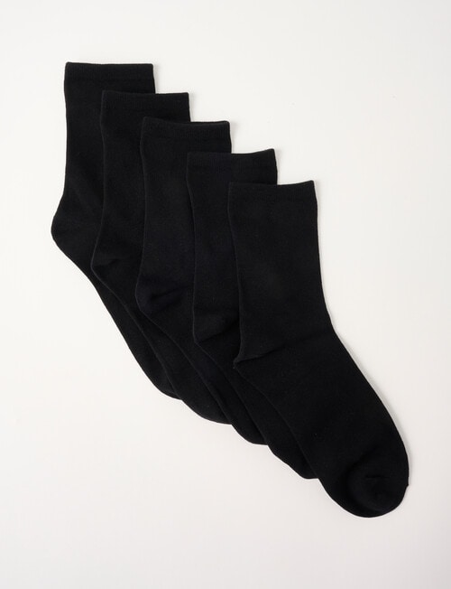 Lyric Cotton Crew Socks, 5-Pack, Black product photo View 02 L