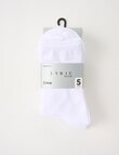 Lyric Cotton Crew Socks, 5-Pack, White product photo