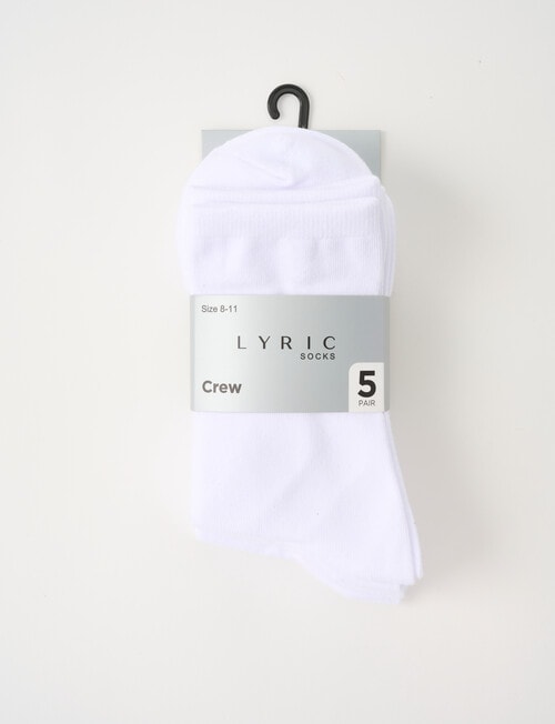 Lyric Cotton Crew Socks, 5-Pack, White product photo