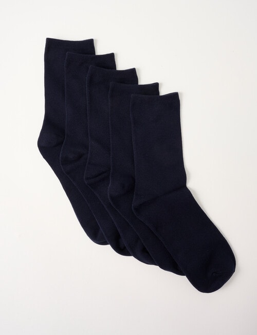 Lyric Cotton Crew Socks, 5-Pack, Navy product photo View 02 L