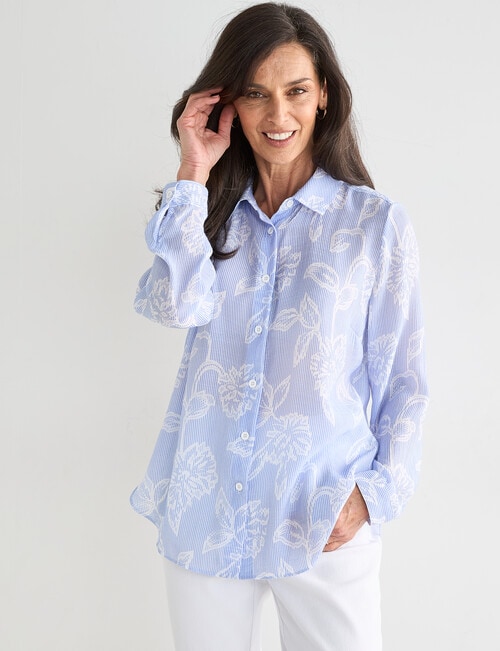 Ella J Stripe Classic Shirt, Blue product photo View 05 L