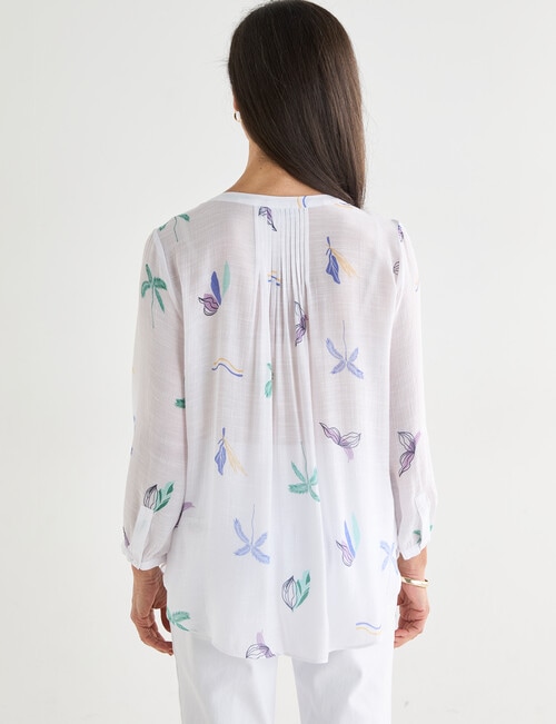 Ella J Summer Print Pleat Detail Shirt, White product photo View 02 L