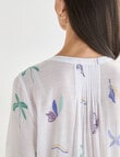 Ella J Summer Print Pleat Detail Shirt, White product photo View 06 S