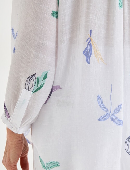 Ella J Summer Print Pleat Detail Shirt, White product photo View 07 L