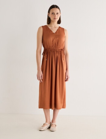 Jigsaw Jamie Drawstring Waist Dress, Bronze product photo