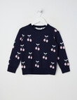 North South Merino Cherries Merino Jumper, Navy product photo
