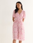 Whistle Ditsy V-Neck Dress Shorter Length, Pink product photo
