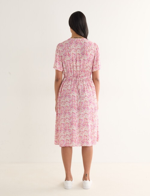 Whistle Ditsy V-Neck Dress Shorter Length, Pink product photo View 02 L