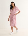 Whistle Ditsy V-Neck Dress Shorter Length, Pink product photo View 03 S