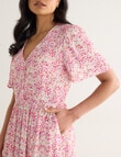 Whistle Ditsy V-Neck Dress Shorter Length, Pink product photo View 04 S