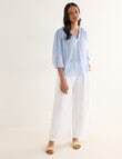 Whistle Embroidered Peasant Top, Blue & Ivory product photo View 03 S