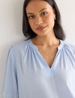 Whistle Embroidered Peasant Top, Blue & Ivory product photo View 05 S