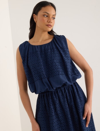 Whistle Embroidered Cut Out Top, French Blue product photo