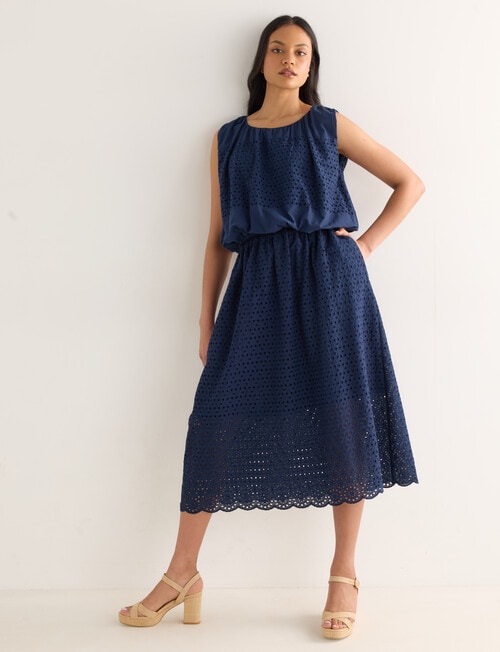 Whistle Embroidered Cut Out Skirt, French Blue product photo