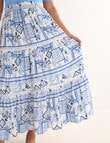 Whistle Tile Print Tiered Detail Skirt, Blue product photo