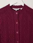 North South Merino Merino Cable Cardigan, Berry product photo View 02 S