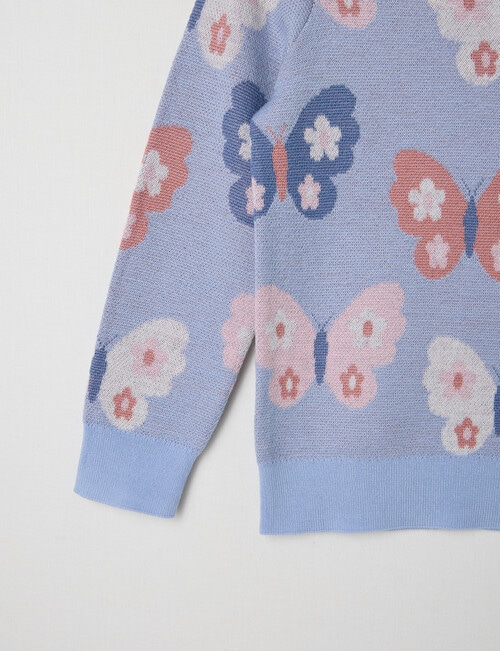 North South Merino Butterflies Merino Jumper, Periwinkle product photo View 02 L