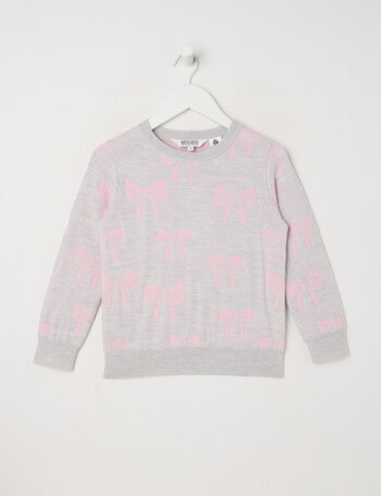 North South Merino Bows Merino Jumper, Grey Marle product photo