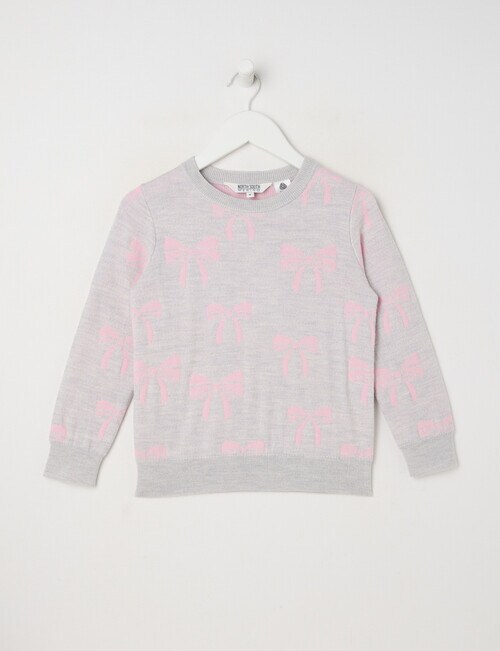 North South Merino Bows Merino Jumper, Grey Marle product photo