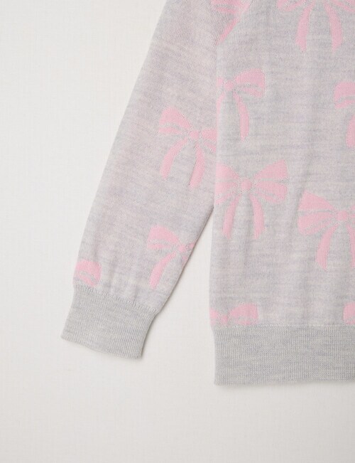 North South Merino Bows Merino Jumper, Grey Marle product photo View 02 L