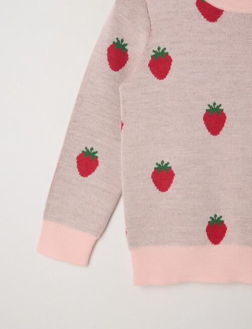 North South Merino Strawberries Merino Jumper, Dusk product photo View 02 L