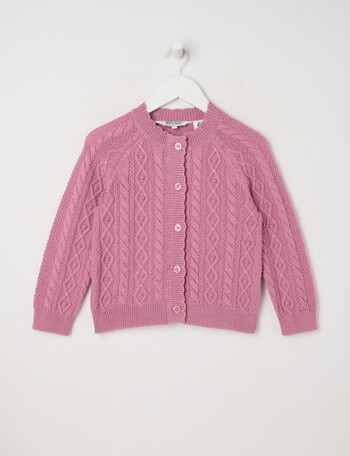 North South Merino Merino Cable Cardigan, Magenta product photo