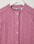 North South Merino Merino Cable Cardigan, Magenta product photo View 02 S