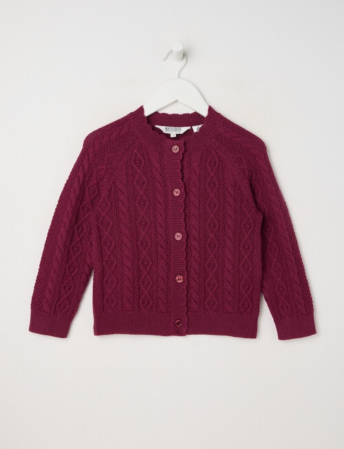 North South Merino Merino Cable Cardigan, Berry product photo