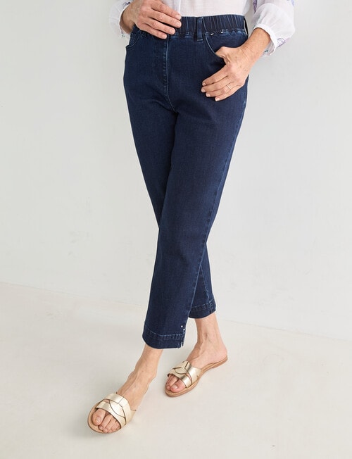 Ella J Diamante Denim Crop Pants, Indigo product photo