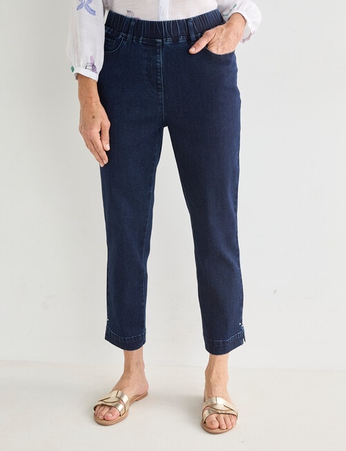 Ella J Diamante Denim Crop Pants, Indigo product photo View 05 L