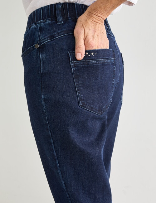 Ella J Diamante Denim Crop Pants, Indigo product photo View 06 L