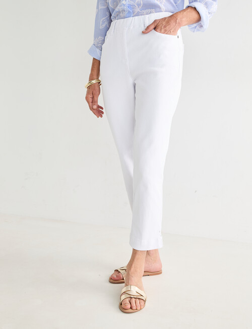Ella J Diamante Denim Crop Pants, White product photo
