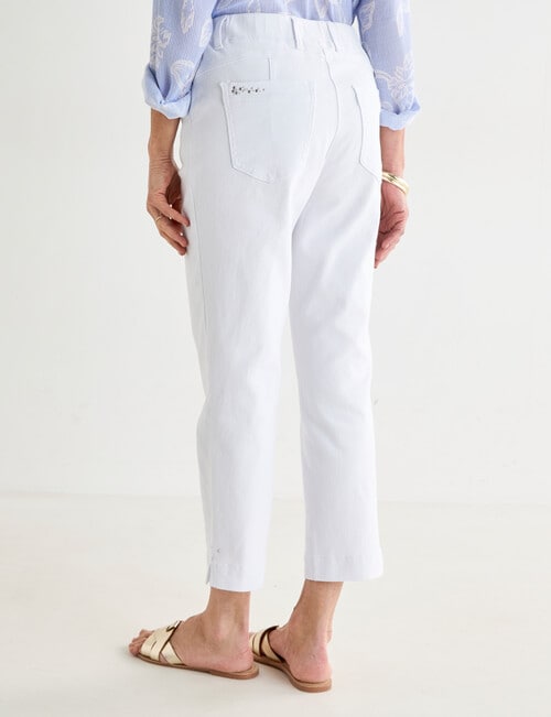 Ella J Diamante Denim Crop Pants, White product photo View 02 L