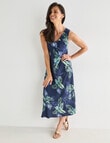 Ella J Print Trapese Dress, Navy product photo View 03 S