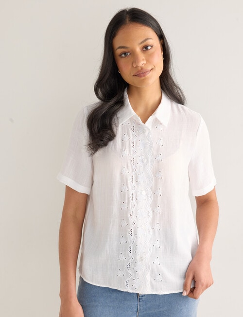 Whistle Embroidered Shirt, Ivory product photo View 04 L