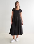 Whistle Scoop Neck Rib Summer Dress, Black product photo View 03 S