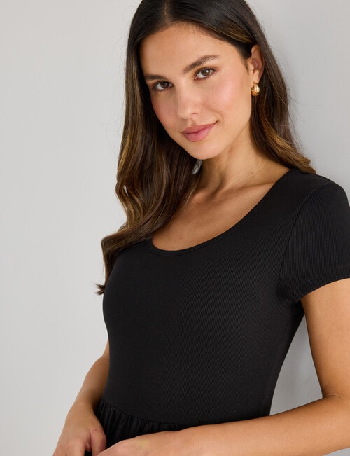 Whistle Scoop Neck Rib Summer Dress, Black product photo View 04 L