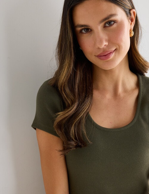 Whistle Scoop Neck Rib Summer Dress, Olive product photo View 04 L