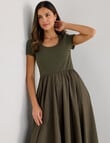Whistle Scoop Neck Rib Summer Dress, Olive product photo View 06 S