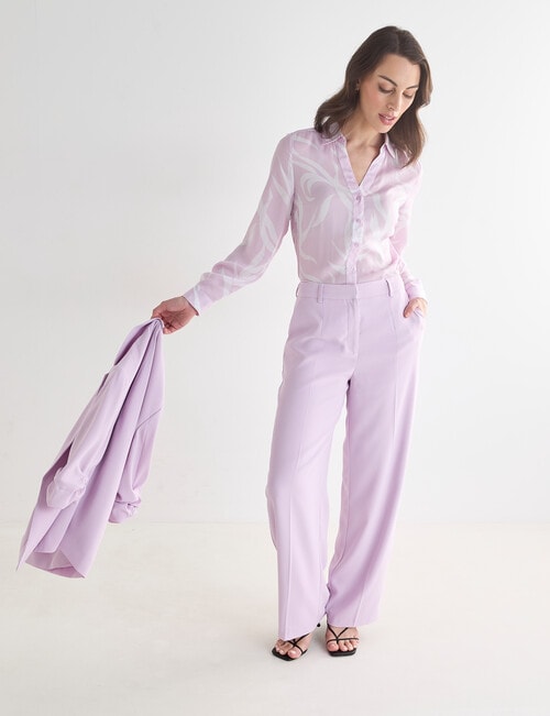 Oliver Black V-Neck Dress Shirt, Lilac Print product photo View 03 L