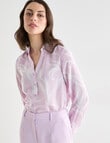 Oliver Black V-Neck Dress Shirt, Lilac Print product photo View 06 S